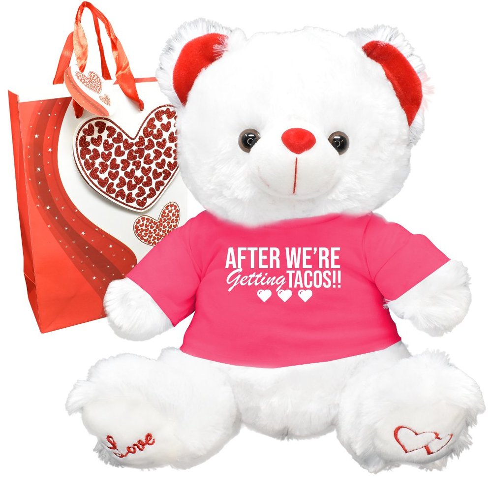 After Tacos Valentines Teddy Bear Gift Bag Friend